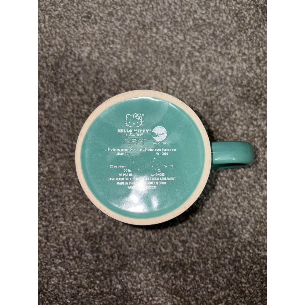 Hello Kitty Halloween Glitter Pumpkin Jack O Lantern Ceramic Teal Mug 20 Oz Eye - Picture 6 of 7